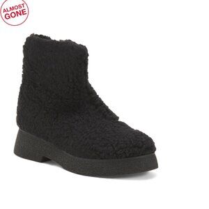 NAGUISA Black Made In Spain Wool Coa Chunky Boots